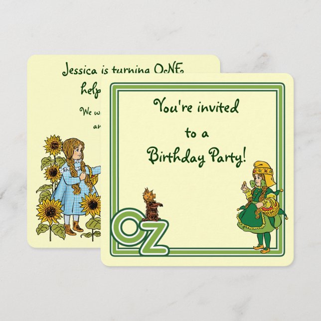 Vintage Wizard of Oz, Convite de aniversário (Frente/Verso)