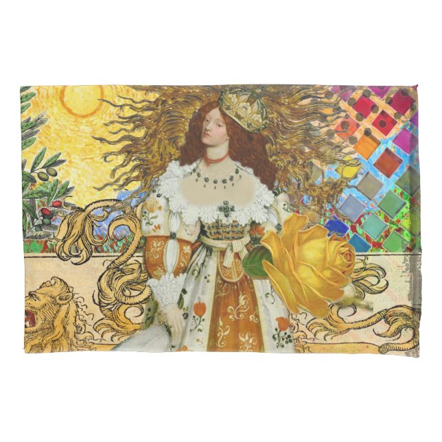 Vintage Woman Ouro Sun: Leo Zodiac Collage Art (Frente)