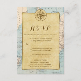 Vintage World Viagem Map Wedding RSVP