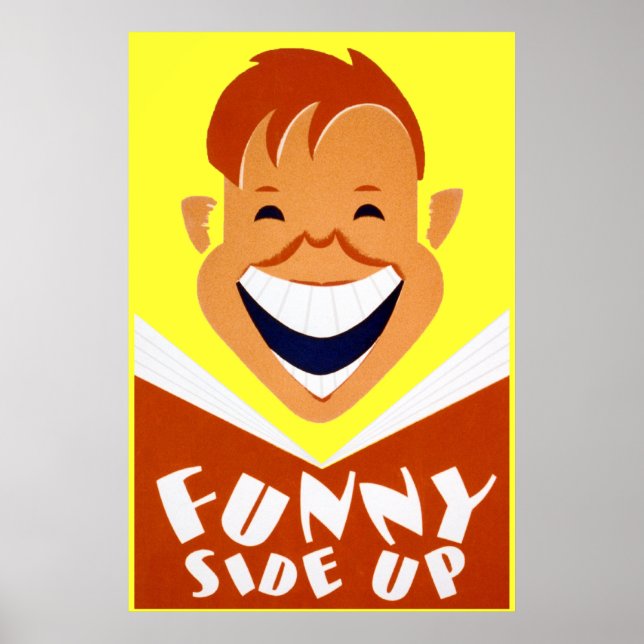 Vintage WPA Funny Side Up Poster (Frente)