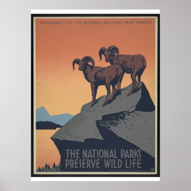Vintage WPA National Parks Poster Circa 1940 (Frente)