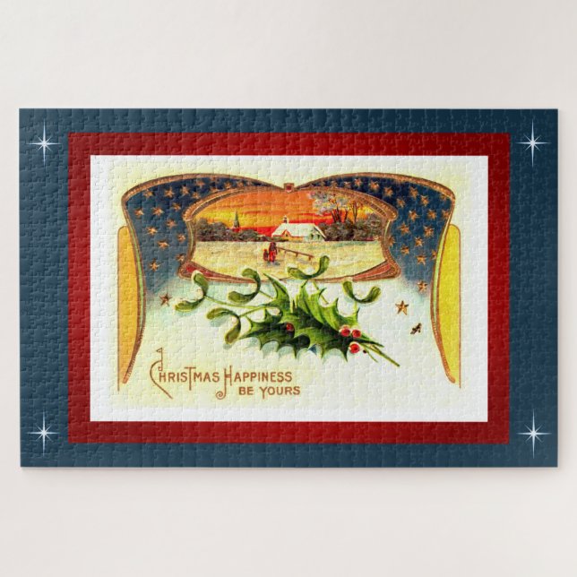 Vintage WWI Quebra-cabeça de Natal Patriótico (Horizontal)
