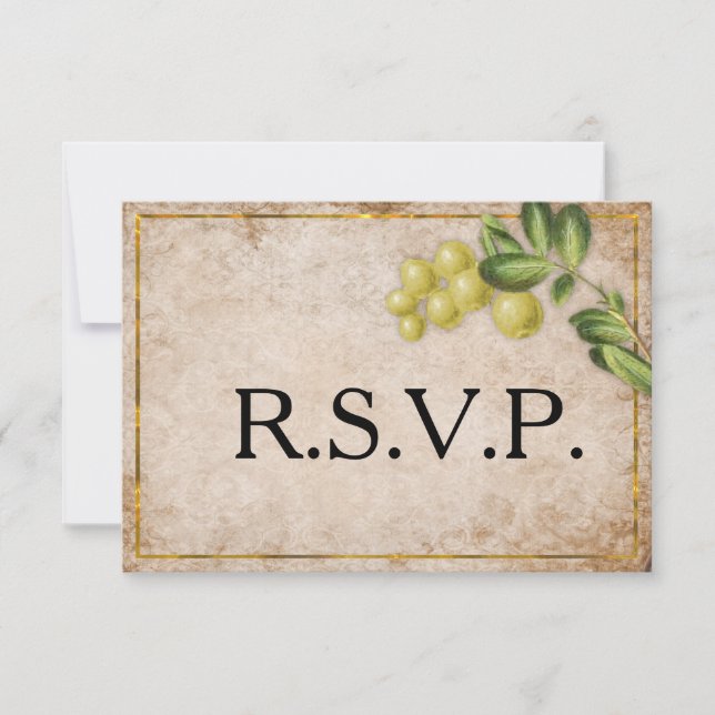 Vintage Yellow Berries Wedding RSVP (Frente)