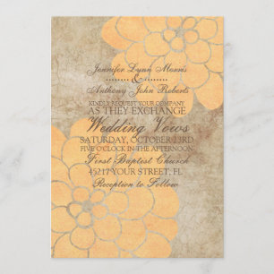 Vintage Yellow Dahlia Floral Casamento Convite