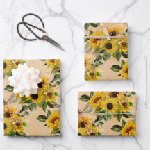 Vintage Yellow Sunflower Buquês Dragonlies