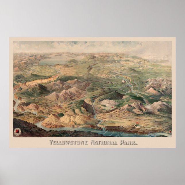 Vintage Yellowstone Illustration Poster (Frente)