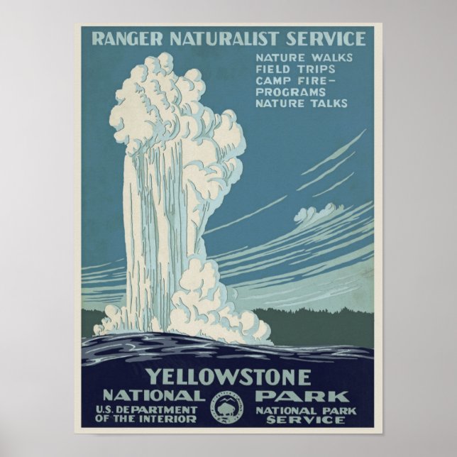 Vintage Yellowstone Park Geyser Poster (Frente)