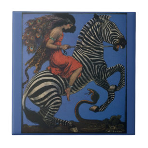 Vintage Zebra Art Nouveau Mulher