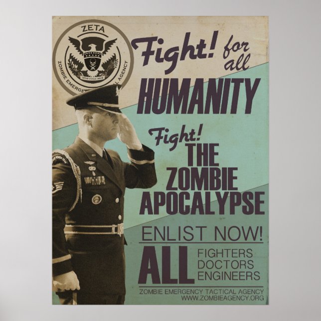 Vintage Zombie Apocalypse, Poster de Recrutamento (Frente)