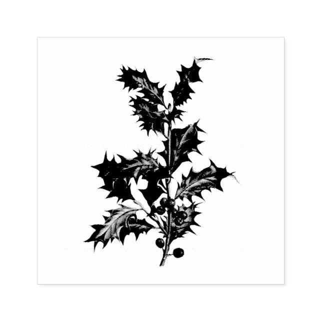 VINTAGEM "NATAL HOLLY" CARIMBO DE ARTE MADEIRA (Impressão)