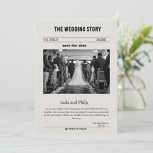 Vintagem Preta e Branca Salvar o Convite de Data