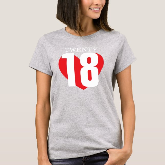 Vinte e 18 adoram camiseta vermelha do grande cora (Frente)