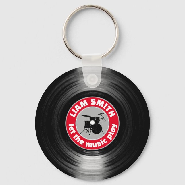 Vinyl Record Drums Red Chaveiro (Frente)