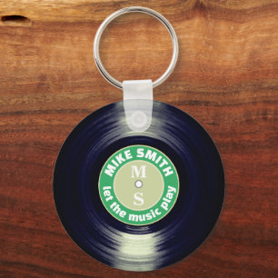 Vinyl Record Green Personalization Chaveiro
