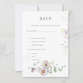 Viola & Eucalyptus Floral Wedding RSVP Card
