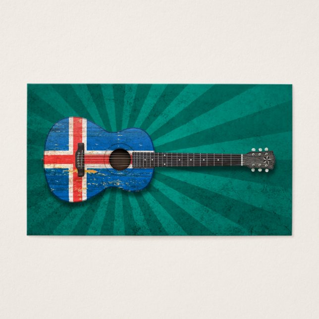 Violão acústico de bandeira islandesa envelhecido  (Frente)