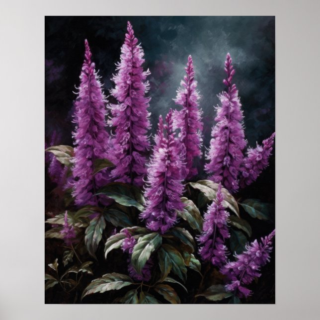 Violet Astilbe Flowers Art Impressão Poster (Frente)