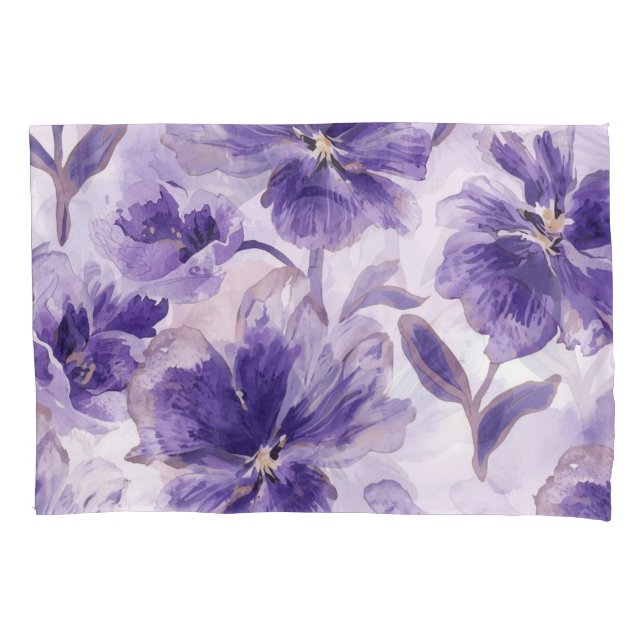 Violet Blooms Watercolor Purple Flowers Painted (Frente)