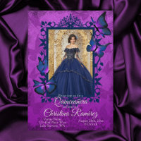 Violet, Borboleta Azul Quinceanera Convite