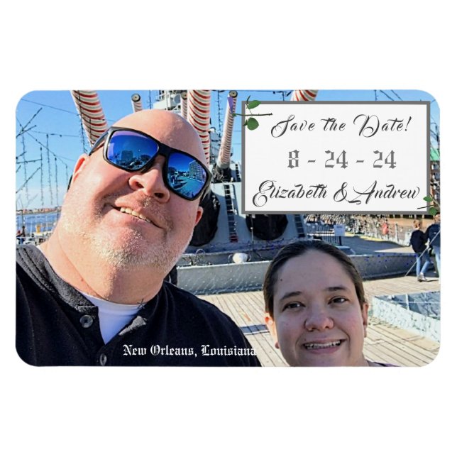 Violet Elegante Salve a data do ímã de fotos flexí (Horizontal)