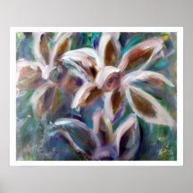 Violet Floral Abstrato Art Poster