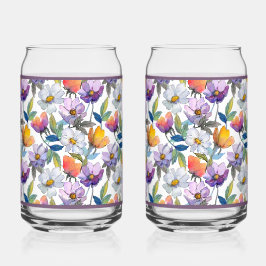 Violet Flower Soda Glass