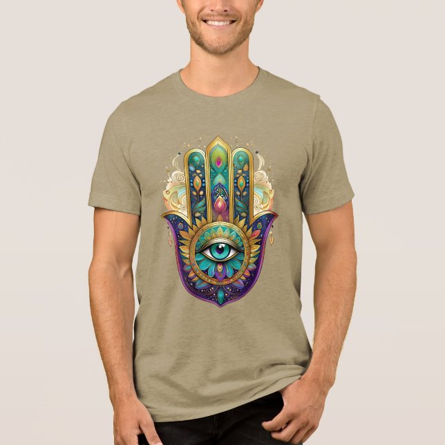 Violet Green Gold Petals Hamsa Turquoise Third Eye (Frente)