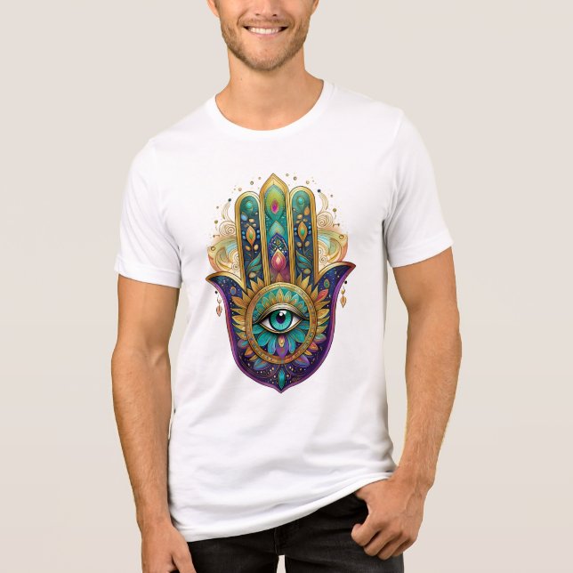 Violet Green Gold Petals Hamsa Turquoise Third Eye (Frente)