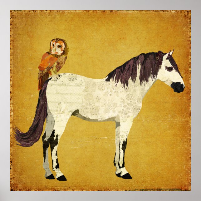 Violet Horse & Owl Poster (Frente)