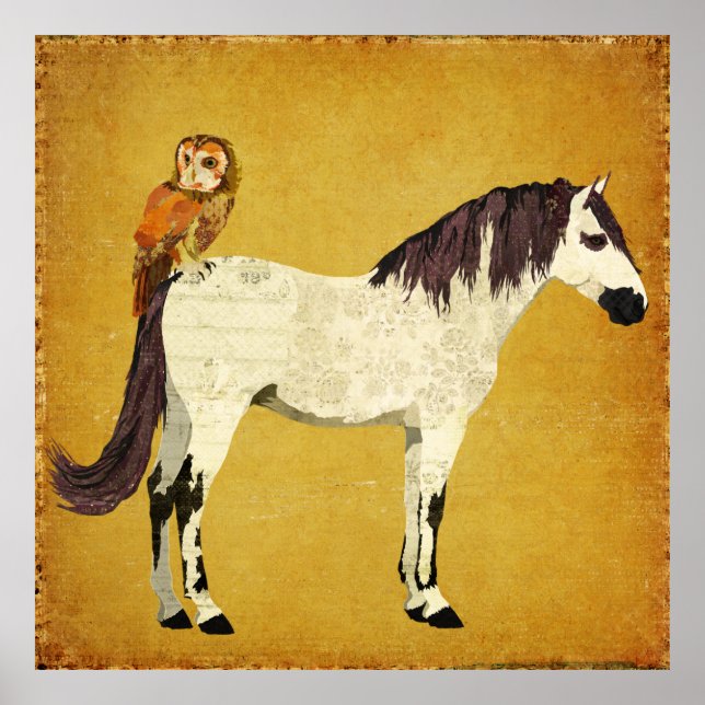 Violet Horse & Owl Poster (Frente)