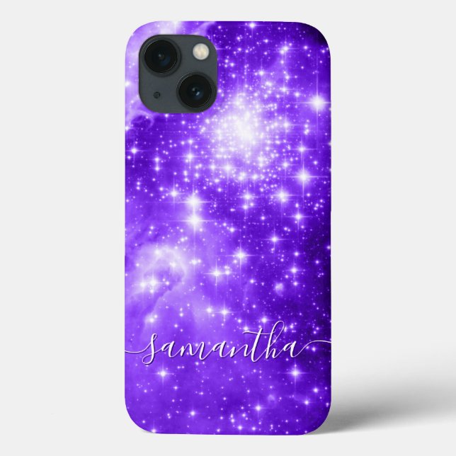 Violet Purple Sparkly Stars Celestial Foto (Verso)
