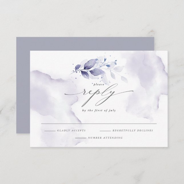 Violeta de Folhagem de Aquarela RSVP Elegante (Frente/Verso)