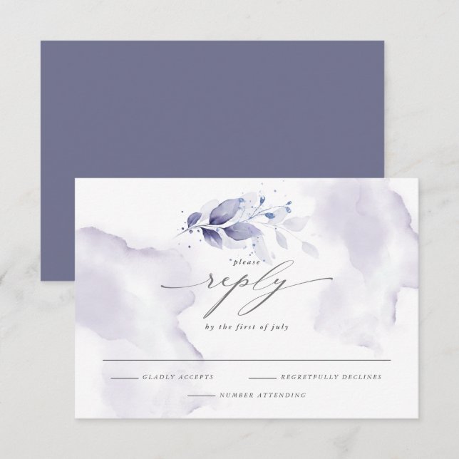 Violeta de Folhagem de Aquarela RSVP Elegante (Frente/Verso)