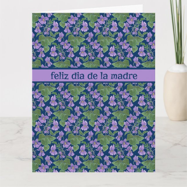 Violetas, Cartão de Dia de as mães, Saudação Espan (Frente)