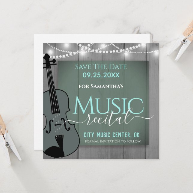 Violin Music Considerando Save Date (Salvar data) (Frente/Verso In Situ)