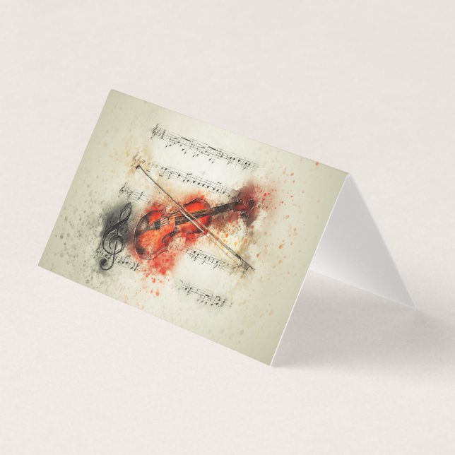 Violino com Cartão de Música de Folha (Frente)