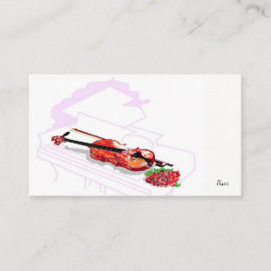 Violino do cartão de visita dentro do piano