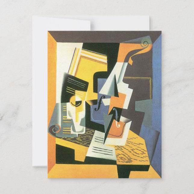 Violino e Copo de Juan Gris, Cubismo Vintage (Frente)