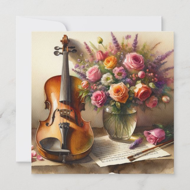 Violino, Música Folha e Vaso de Flores (Frente)