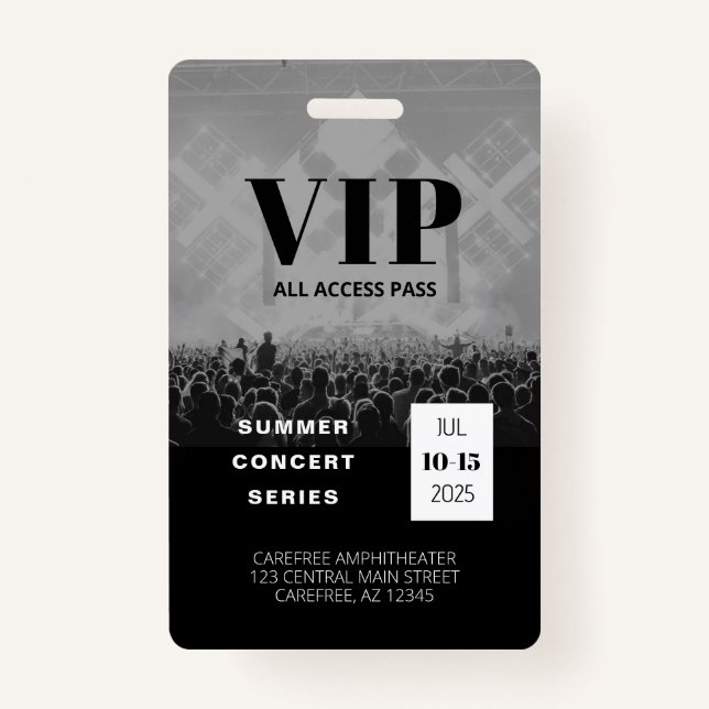 VIP All Access Multi-Date Concert Crachá (Frente)