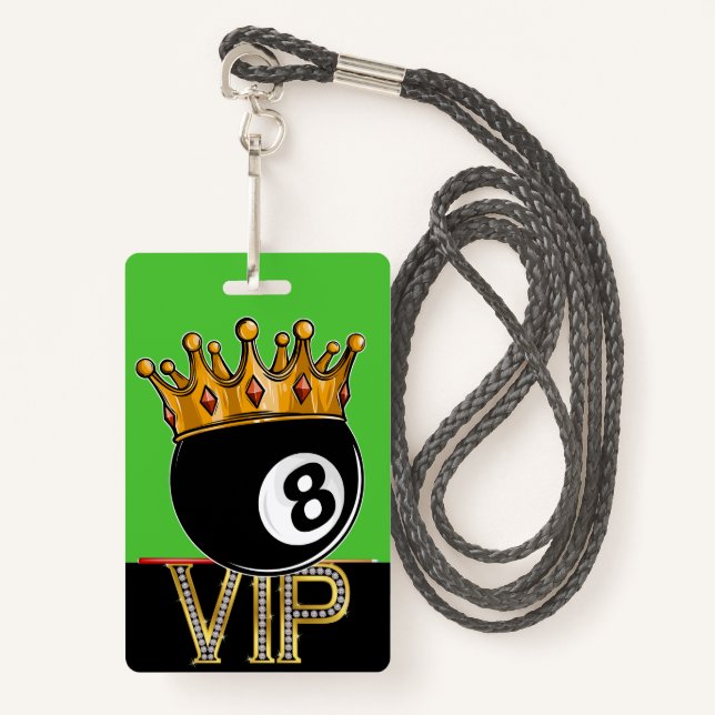 VIP Billiards - Crachá Snooker Lanyard (Frente com cordão)