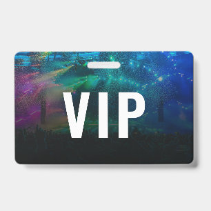 VIP com código QR e crachá de identificação horizo