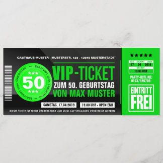 VIP-TICKET cartões de convite (verde)