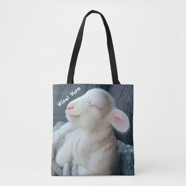 Viral Vern White Lamb Durable Tote Bag (Frente)