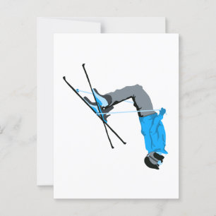 Virando   Ski Backflip Cartão Postal de Esquiador