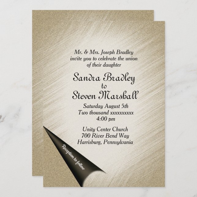 Vire a página de um Dourado convite antigo (Frente/Verso)