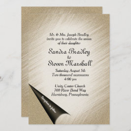 Vire a página de um Dourado convite antigo