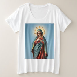 Virgem Abençoada Maria Camiseta de tamanho mais fe