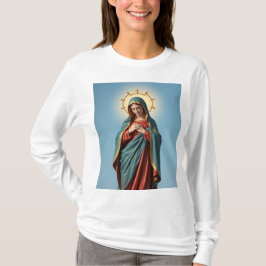 Virgem Abençoada Mary Camiseta de Longa Folha das 