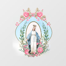 Virgem Católica Mary Vintage Rosas Rosa Religiosas